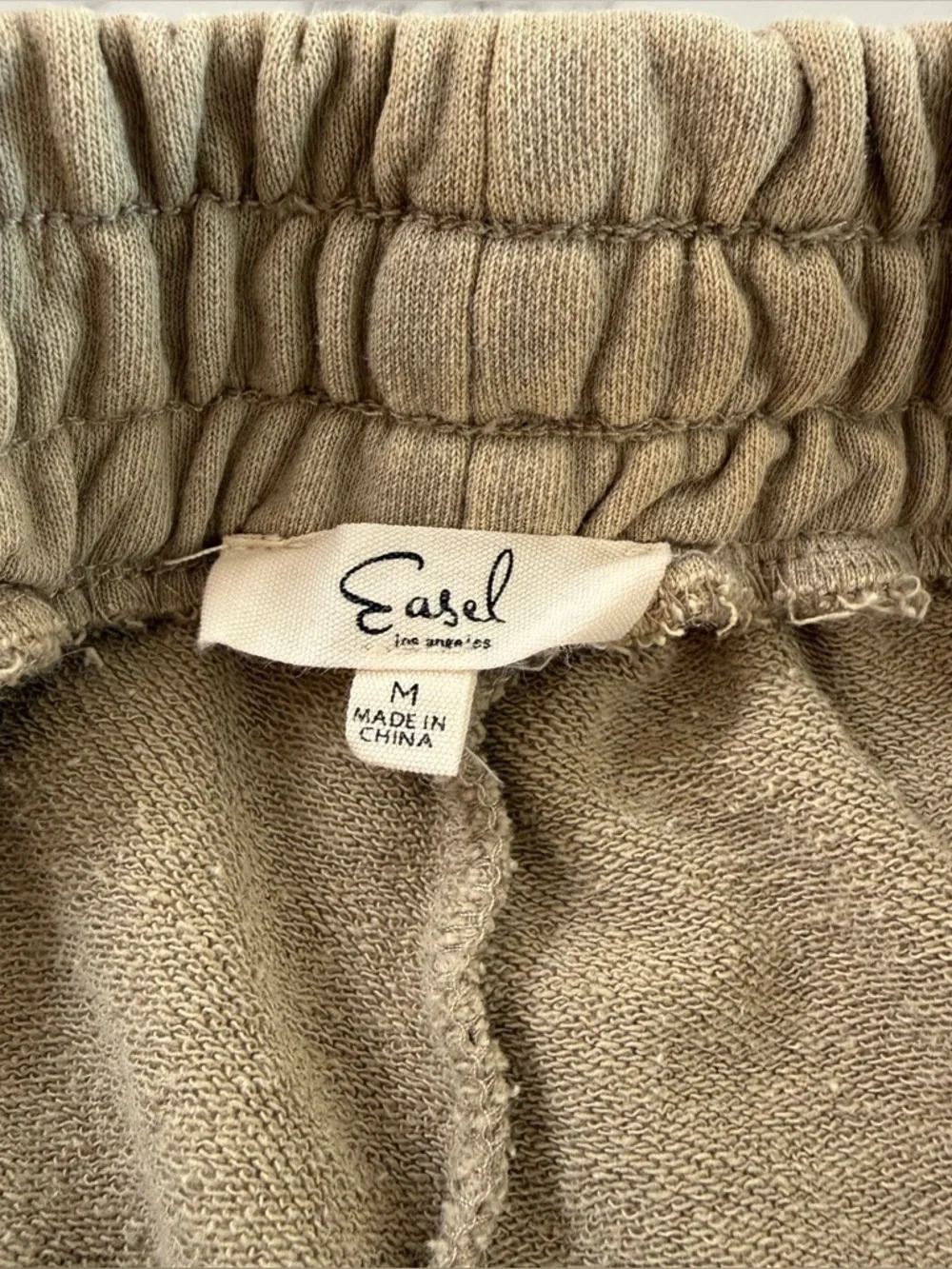 Easel Faded Flower Patch Mineral Washed Terry Knit Pants - Olive - Size Medium - Picture 4 of 8